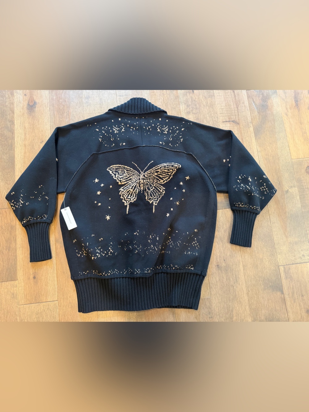 NWT By Anthropologie Collared V-
Neck Cardigan - Metallic Butterfly - Small - Picture 6 of 12